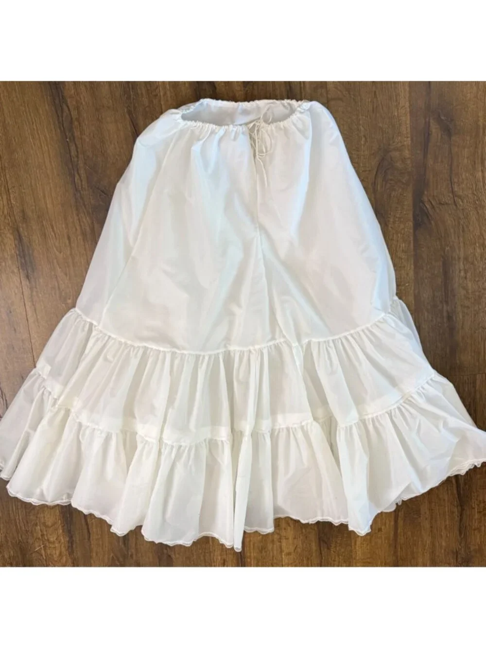 Vintage White Bridal Petticoat Slip Under-Skirt Ruffled Tiers Adjustable Waist